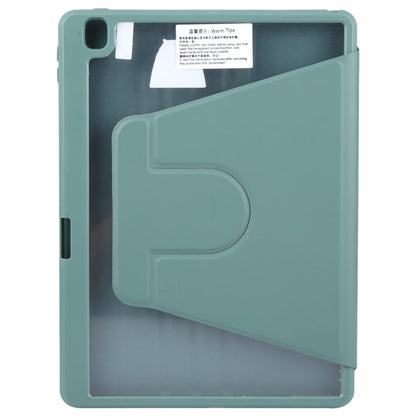 For iPad 10.2 2021 / 2020 / 2019 / Air 3 GEBEI Acrylic TPU 3-folding Rotating Smart Tablet Leather Case withh Pen Slot(Dark Green)