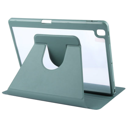 For iPad 10.2 2021 / 2020 / 2019 / Air 3 GEBEI Acrylic TPU 3-folding Rotating Smart Tablet Leather Case withh Pen Slot(Dark Green)