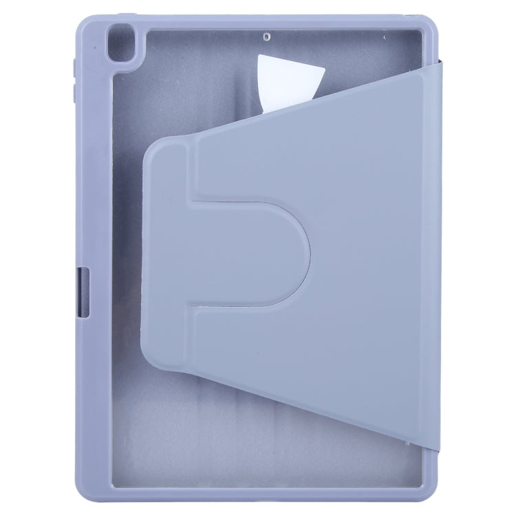 For iPad 10.2 2021 / 2020 / 2019 / Air 3 GEBEI Acrylic TPU 3-folding Rotating Smart Tablet Leather Case withh Pen Slot(Light Purple)
