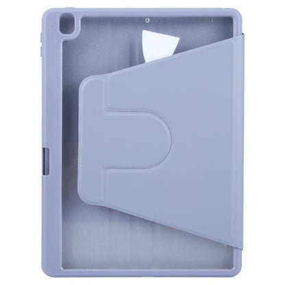 For iPad 10.2 2021 / 2020 / 2019 / Air 3 GEBEI Acrylic TPU 3-folding Rotating Smart Tablet Leather Case withh Pen Slot(Light Purple)