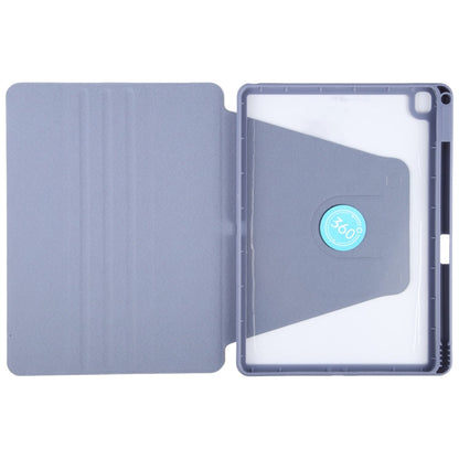 For iPad 10.2 2021 / 2020 / 2019 / Air 3 GEBEI Acrylic TPU 3-folding Rotating Smart Tablet Leather Case withh Pen Slot(Light Purple)