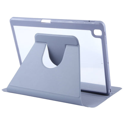For iPad 10.2 2021 / 2020 / 2019 / Air 3 GEBEI Acrylic TPU 3-folding Rotating Smart Tablet Leather Case withh Pen Slot(Light Purple)