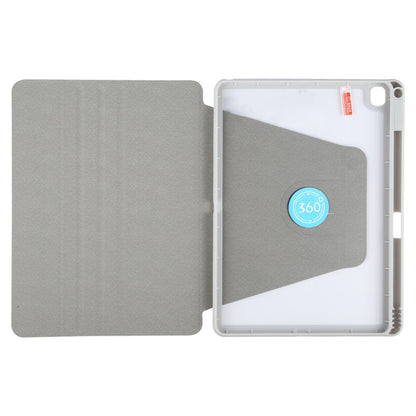 For iPad 10.2 2021 / 2020 / 2019 / Air 3 GEBEI Acrylic TPU 3-folding Rotating Smart Tablet Leather Case withh Pen Slot(Grey)
