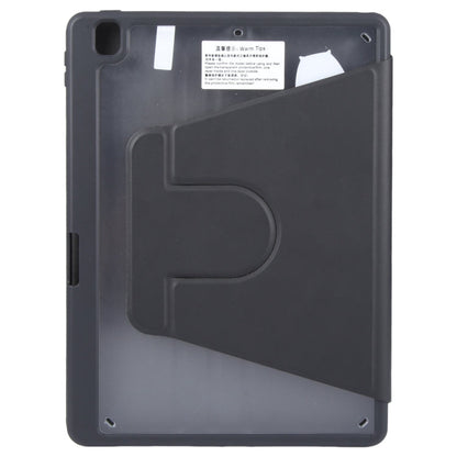 For iPad 10.2 2021 / 2020 / 2019 / Air 3 GEBEI Acrylic TPU 3-folding Rotating Smart Tablet Leather Case withh Pen Slot(Black)