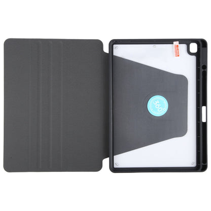 For iPad 10.2 2021 / 2020 / 2019 / Air 3 GEBEI Acrylic TPU 3-folding Rotating Smart Tablet Leather Case withh Pen Slot(Black)