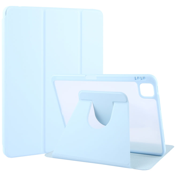 For iPad 2025 / 2022 GEBEI Acrylic TPU 3-folding Rotating Smart Tablet Leather Case withh Pen Slot(Sky Blue)