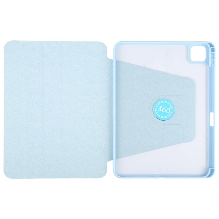 For iPad 2025 / 2022 GEBEI Acrylic TPU 3-folding Rotating Smart Tablet Leather Case withh Pen Slot(Sky Blue)