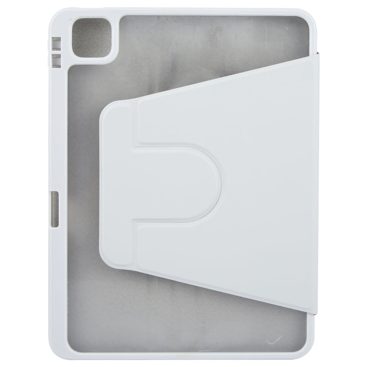 For iPad Pro 11 2022 / 2021 / 2020 GEBEI Acrylic TPU 3-folding Rotating Smart Tablet Leather Case withh Pen Slot(Grey)
