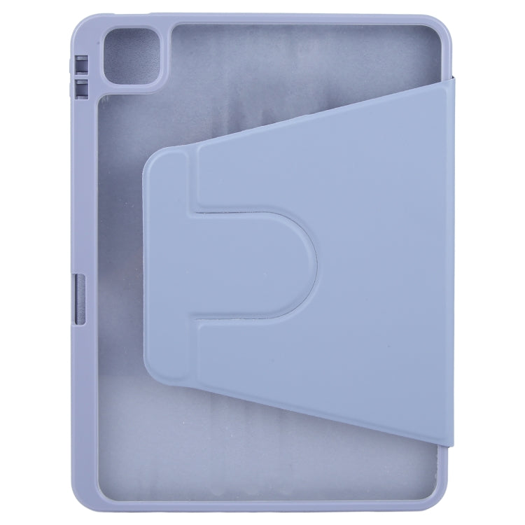 For iPad Air 11 2026 / 2025 / 2024 GEBEI Acrylic TPU 3-folding Rotating Smart Tablet Leather Case withh Pen Slot(Light Purple)