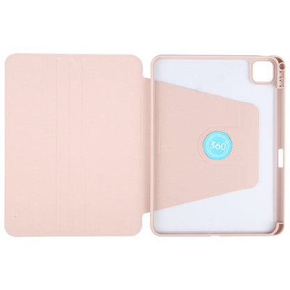 Pour iPad Air 13 2026 / 2025 / 2024 GEBEI Coque en cuir PU rotative à 3 volets avec support et emplacement pour stylet (rose)