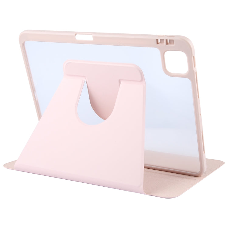 Pour iPad Air 13 2026 / 2025 / 2024 GEBEI Coque en cuir PU rotative à 3 volets avec support et emplacement pour stylet (rose)