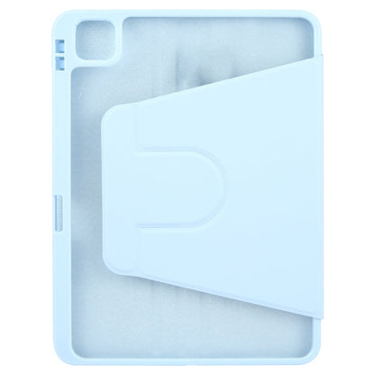 For iPad Pro 12.9 2022 / 2021 / 2020 GEBEI Acrylic TPU 3-folding Rotating Smart Tablet Leather Case withh Pen Slot(Sky Blue)