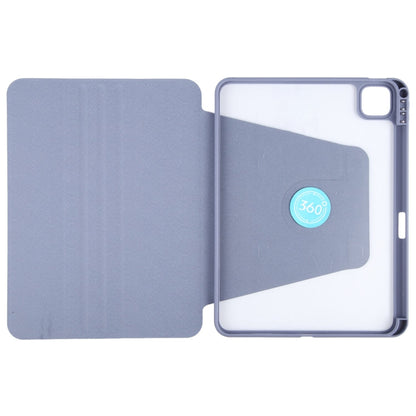 Pour iPad Pro 12,9 2022 / 2021 / 2020 GEBEI Coque en cuir TPU acrylique rotative à 3 volets pour tablette intelligente avec fente pour stylo (violet clair)