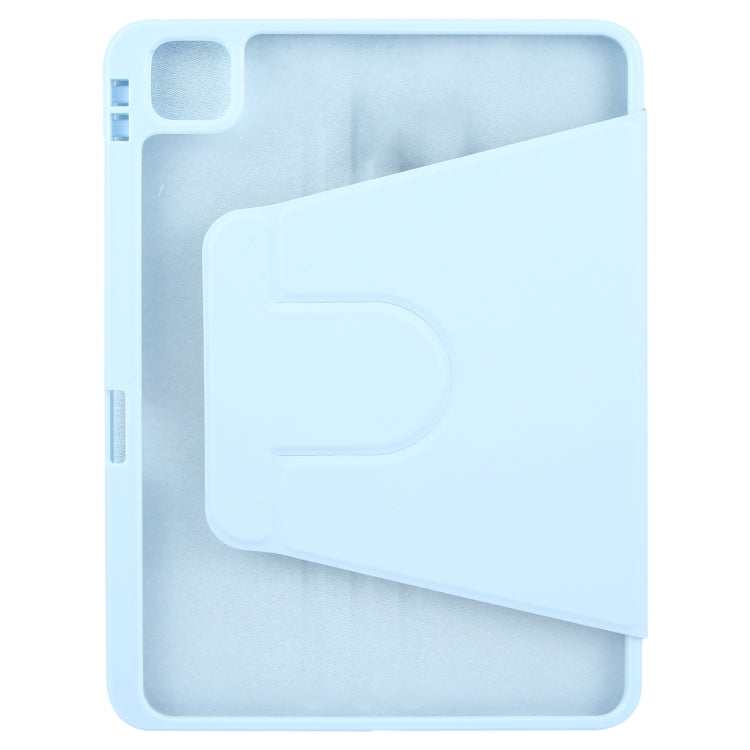 For iPad Pro 11 2025 / 2024 GEBEI Acrylic TPU 3-folding Rotating Smart Tablet Leather Case withh Pen Slot(Sky Blue)