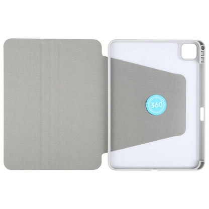 Pour iPad Pro 11 2025 / 2024 GEBEI Coque en cuir intelligent rotative 3 volets en acrylique et TPU avec porte-stylet (Gris)