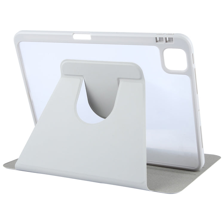 For iPad Pro 13 2025 / 2024 GEBEI Acrylic TPU 3-folding Rotating Smart Tablet Leather Case withh Pen Slot(Grey)