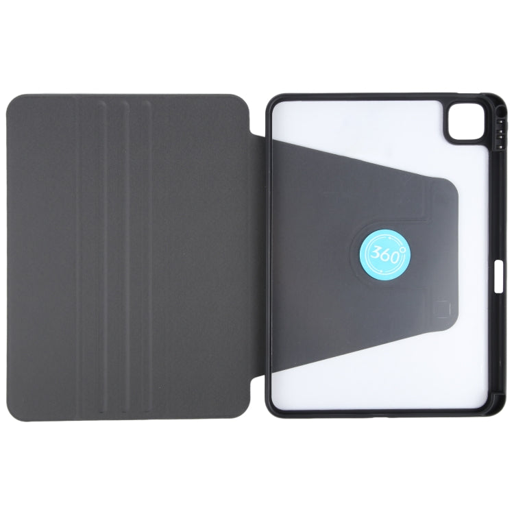 For iPad Pro 13 2025 / 2024 GEBEI Acrylic TPU 3-folding Rotating Smart Tablet Leather Case withh Pen Slot(Black)