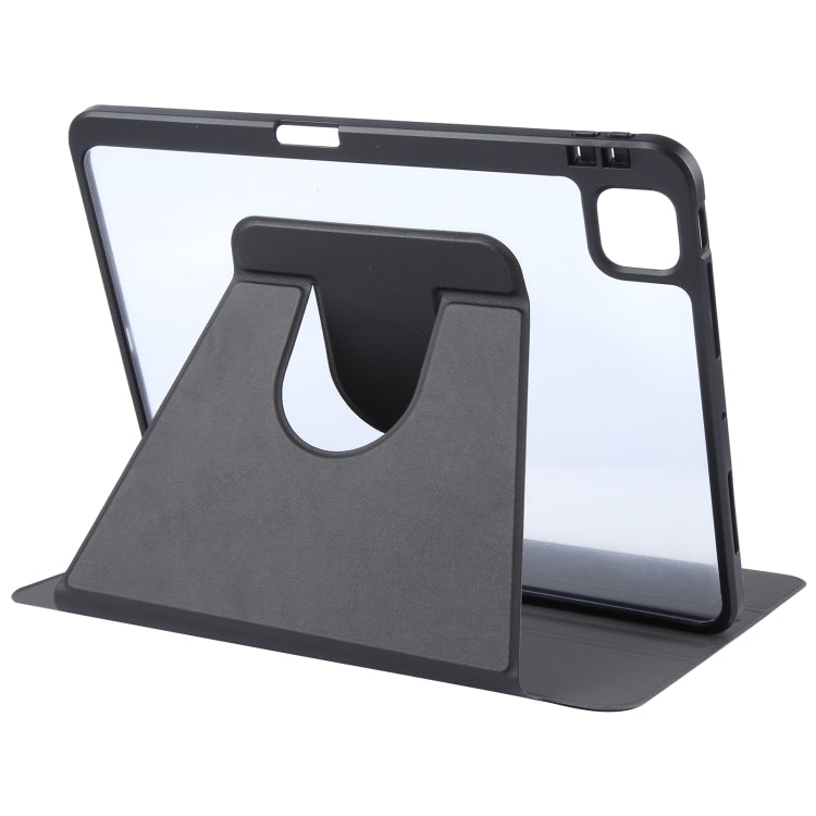 For iPad Pro 13 2025 / 2024 GEBEI Acrylic TPU 3-folding Rotating Smart Tablet Leather Case withh Pen Slot(Black)