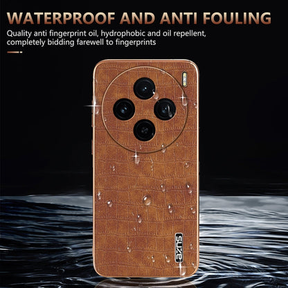Pour coque de téléphone vivo X100 5G AZNS avec cadre galvanisé texturé crocodile et couverture intégrale (noir)