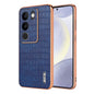 For vivo V29 / V29 Pro AZNS Electroplated Frame Crocodile Texture Full Coverage Phone Case(Blue)
