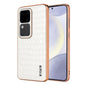 For vivo S18 / S18 Pro AZNS Electroplated Frame Crocodile Texture Full Coverage Phone Case(White)