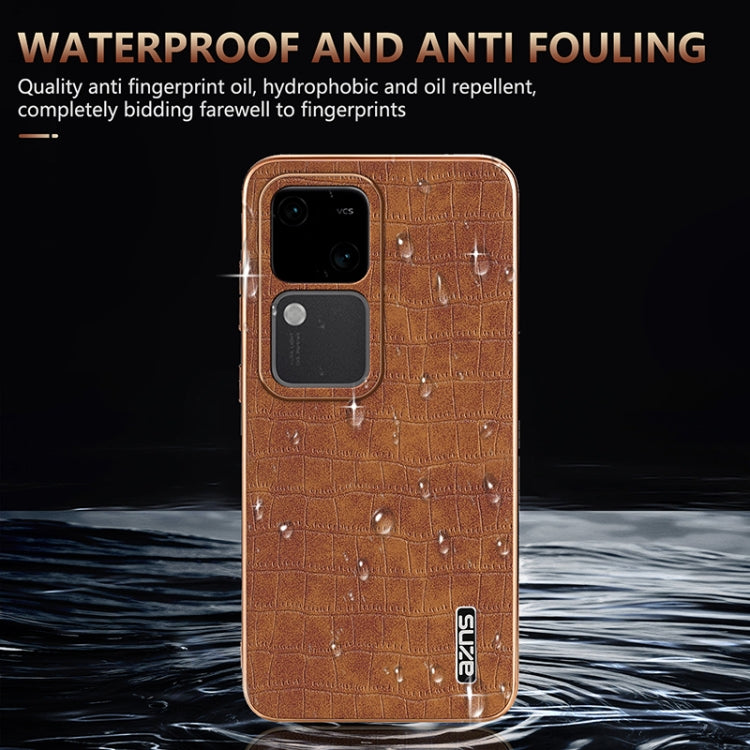 For vivo V30 / V30 Pro AZNS Electroplated Frame Crocodile Texture Full Coverage Phone Case(Blue)