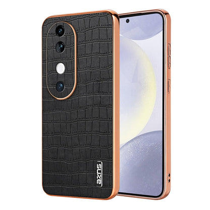 For vivo S19 AZNS Electroplated Frame Crocodile Texture Full Coverage Phone Case(Black)