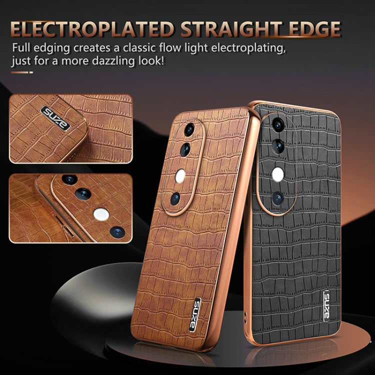 For vivo S19 AZNS Electroplated Frame Crocodile Texture Full Coverage Phone Case(Black)