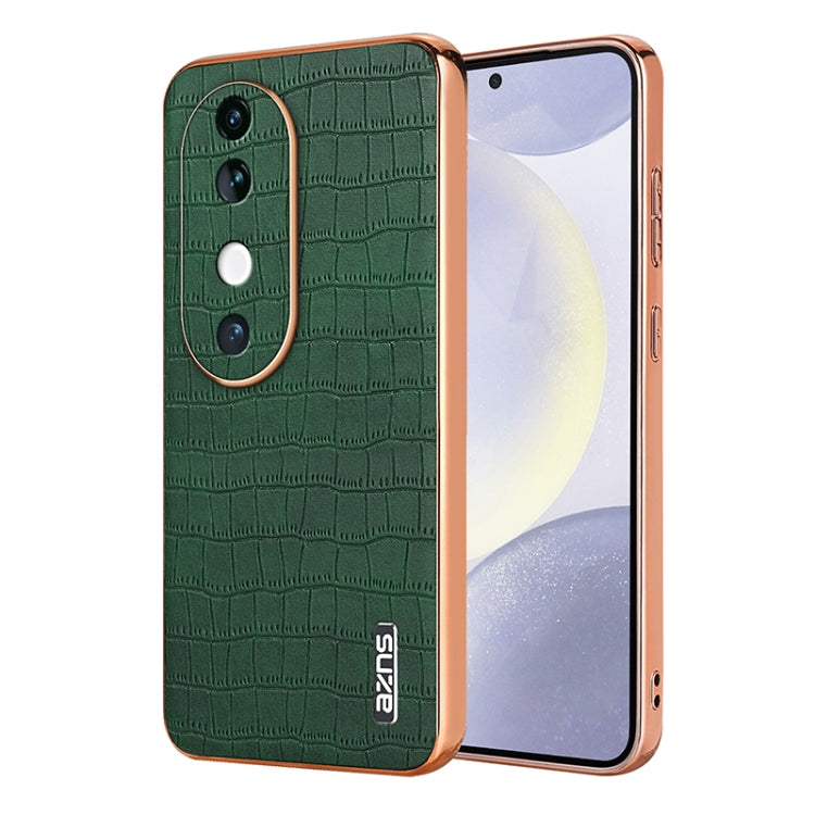 Pour coque de téléphone vivo S19 AZNS avec cadre galvanisé et texture crocodile, couvrance totale (Vert)