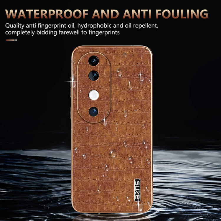For vivo S19 AZNS Electroplated Frame Crocodile Texture Full Coverage Phone Case(Blue)