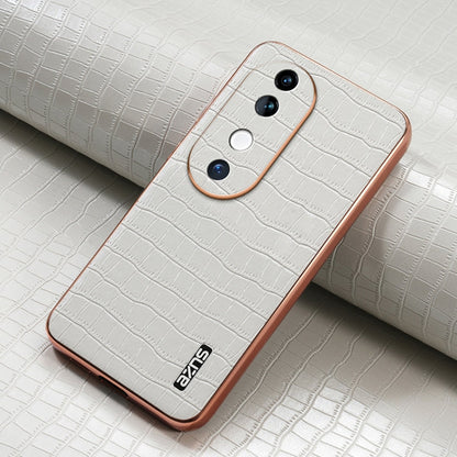 For vivo S19 AZNS Electroplated Frame Crocodile Texture Full Coverage Phone Case(White)