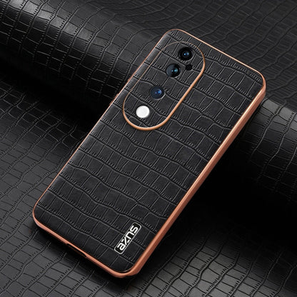 For vivo S19 Pro AZNS Electroplated Frame Crocodile Texture Full Coverage Phone Case(Black)
