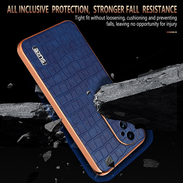 Pour vivo S19 Pro AZNS Coque de téléphone à cadre électroplaqué avec texture crocodile et couverture intégrale (Marron)
