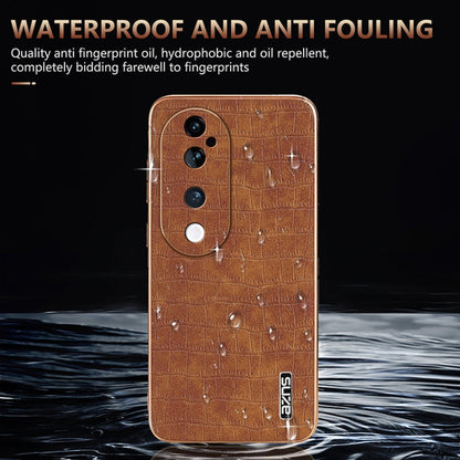 Pour vivo S19 Pro AZNS Coque de téléphone à cadre électroplaqué avec texture crocodile et couverture intégrale (Marron)