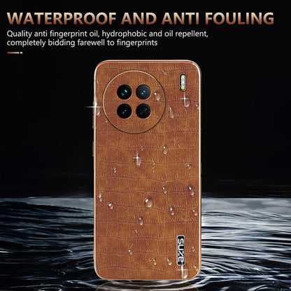 For vivo X90 / X90s AZNS Electroplated Frame Crocodile Texture Full Coverage Phone Case(Black)