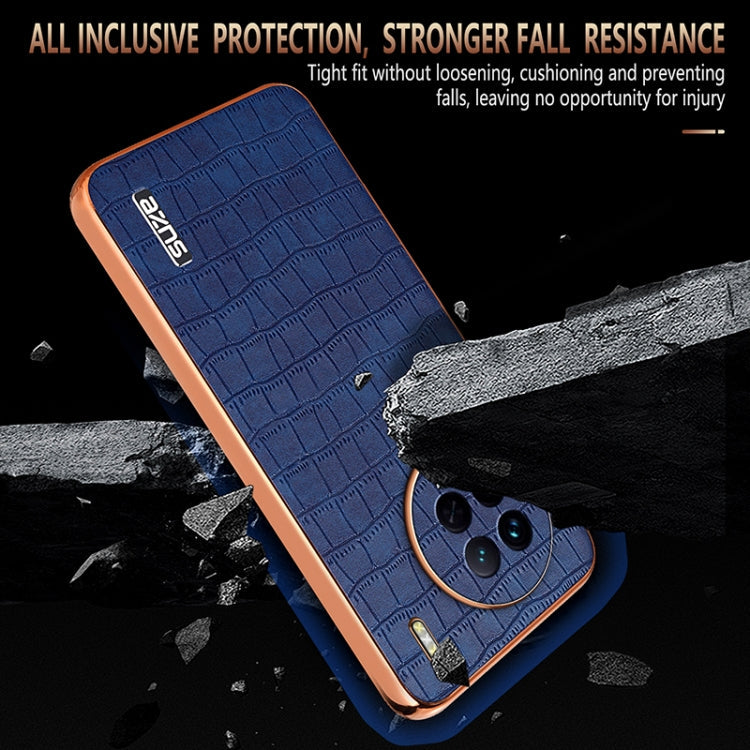 For vivo X90 / X90s AZNS Electroplated Frame Crocodile Texture Full Coverage Phone Case(Green)