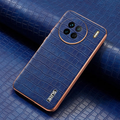 For vivo X90 / X90s AZNS Electroplated Frame Crocodile Texture Full Coverage Phone Case(Blue)