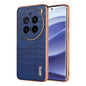 For vivo X200 Pro AZNS Electroplated Frame Crocodile Texture Full Coverage Phone Case(Blue)