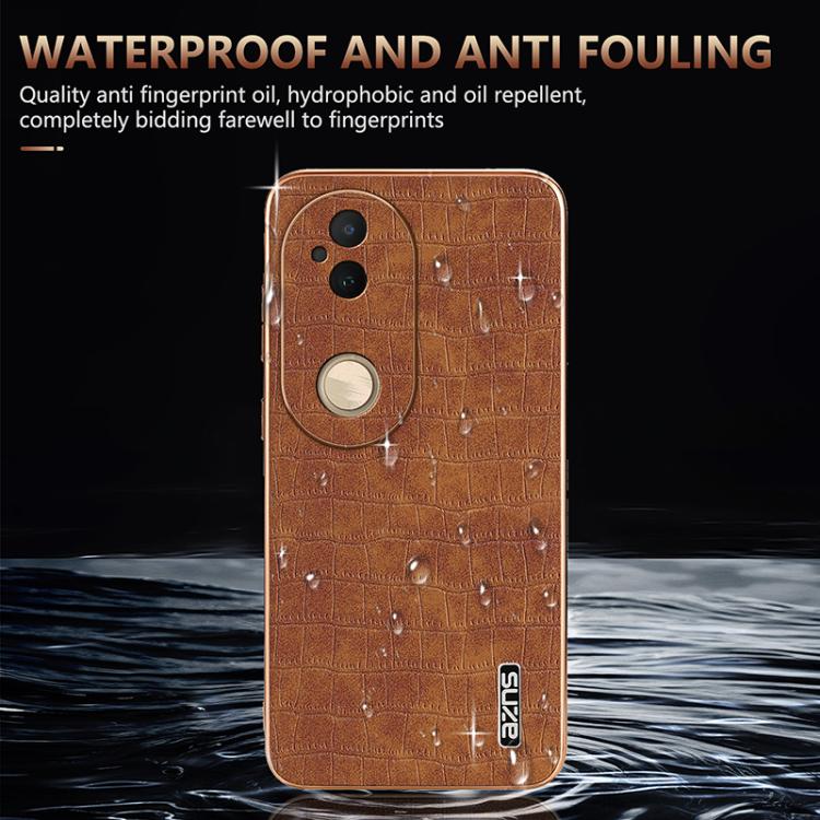 For vivo S20 AZNS Electroplated Frame Crocodile Texture Full Coverage Phone Case(Brown)