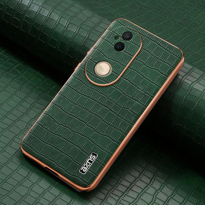 For vivo S20 AZNS Electroplated Frame Crocodile Texture Full Coverage Phone Case(Green)