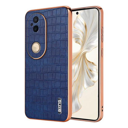 For vivo S20 AZNS Electroplated Frame Crocodile Texture Full Coverage Phone Case(Blue)