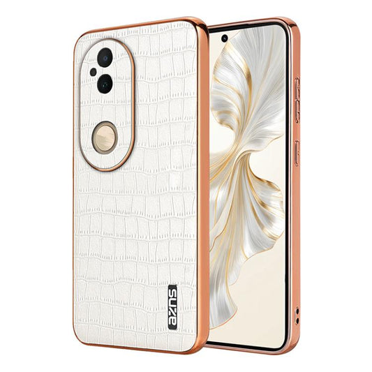 For vivo S20 AZNS Electroplated Frame Crocodile Texture Full Coverage Phone Case(White)