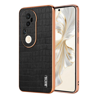 For vivo S20 Pro AZNS Electroplated Frame Crocodile Texture Full Coverage Phone Case(Black)