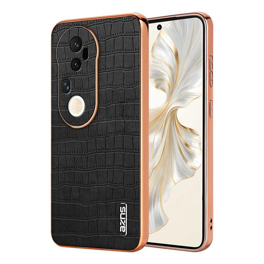 For vivo S20 Pro AZNS Electroplated Frame Crocodile Texture Full Coverage Phone Case(Black)