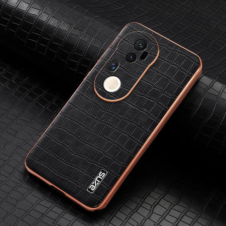 For vivo S20 Pro AZNS Electroplated Frame Crocodile Texture Full Coverage Phone Case(Black)