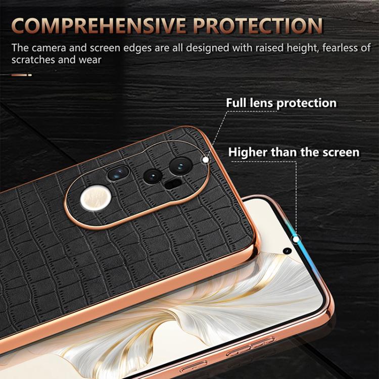 For vivo S20 Pro AZNS Electroplated Frame Crocodile Texture Full Coverage Phone Case(Brown)