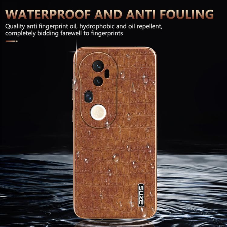 For vivo S20 Pro AZNS Electroplated Frame Crocodile Texture Full Coverage Phone Case(Brown)