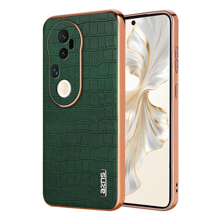 For vivo S20 Pro AZNS Electroplated Frame Crocodile Texture Full Coverage Phone Case(Green)
