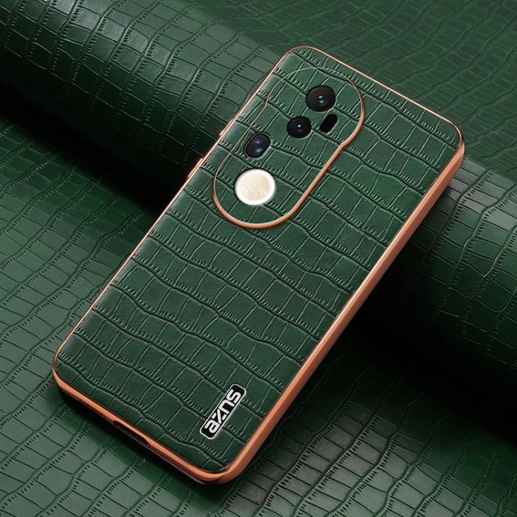 For vivo S20 Pro AZNS Electroplated Frame Crocodile Texture Full Coverage Phone Case(Green)