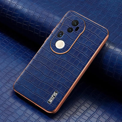 For vivo S20 Pro AZNS Electroplated Frame Crocodile Texture Full Coverage Phone Case(Blue)
